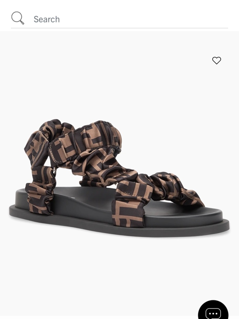Fendi Brown and Black Logo-Print Ruched Strap Sandal
